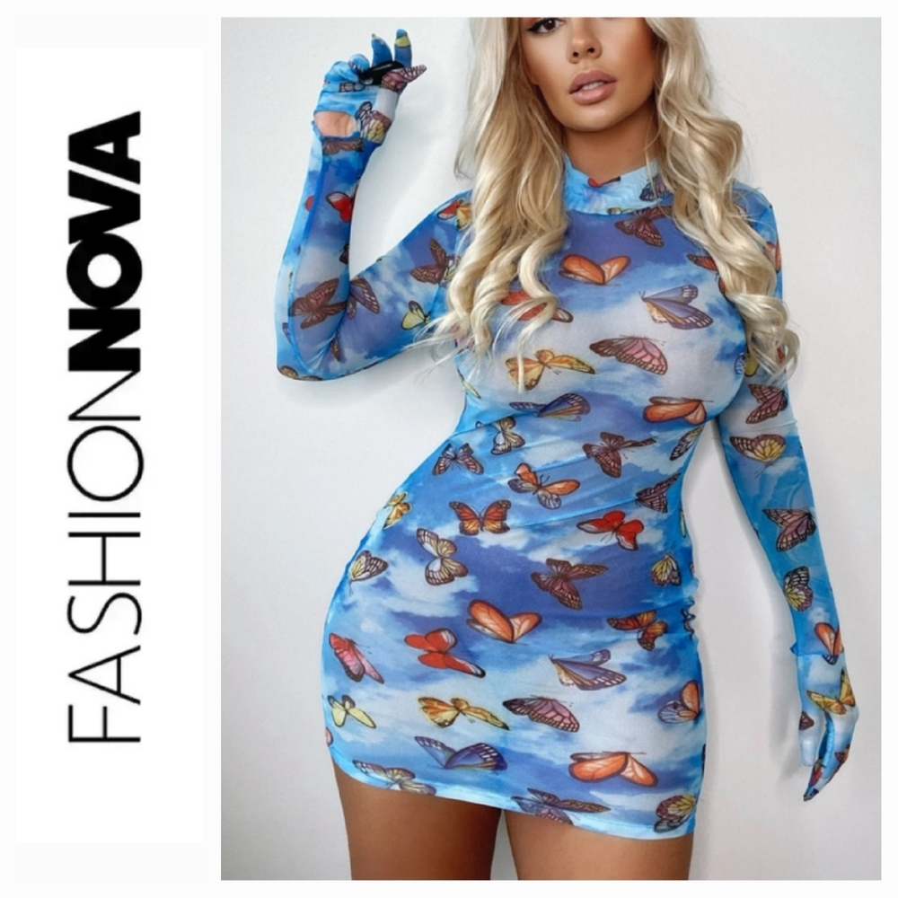 FASHION NOVA Butterfly 🦋 Mesh Dress 👗